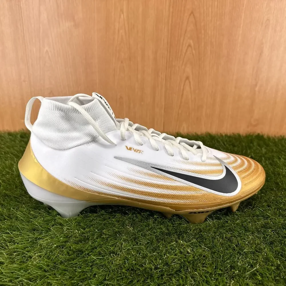 Nike Zoom Air Vapor Pro 1 White Metallic Gold Football Cleats FB3298-103 Sz 13